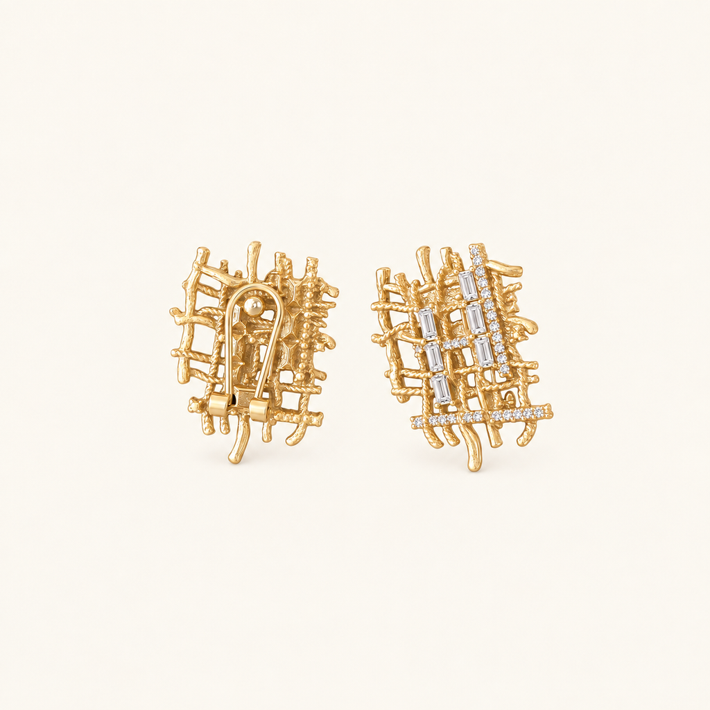 Vintage Woven Crystal Statement Earrings