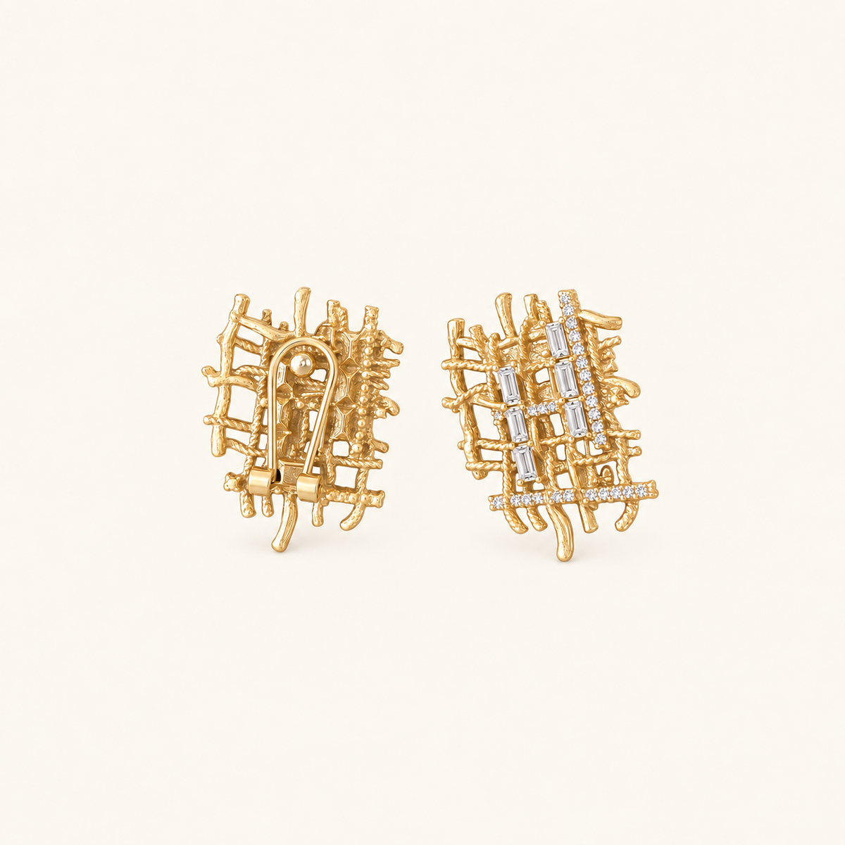 Vintage Woven Crystal Statement Earrings