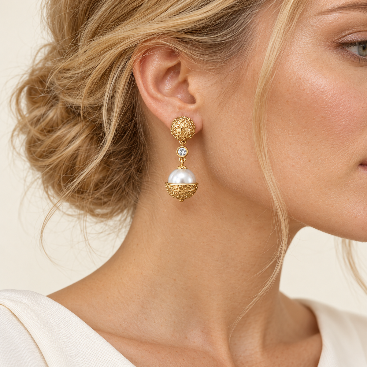 Vintage Pearl Dome Earrings