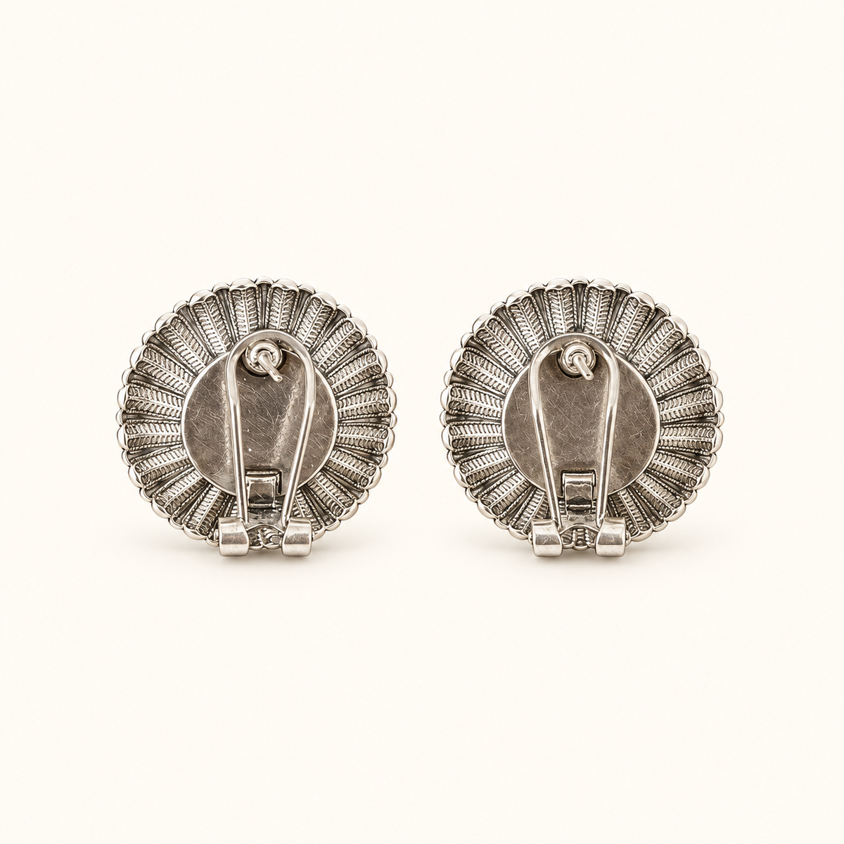 Vintage Sunburst Red Cabochon Clip-On Earrings