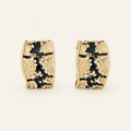 Vintage Black Enamel Textured Hoop Earrings