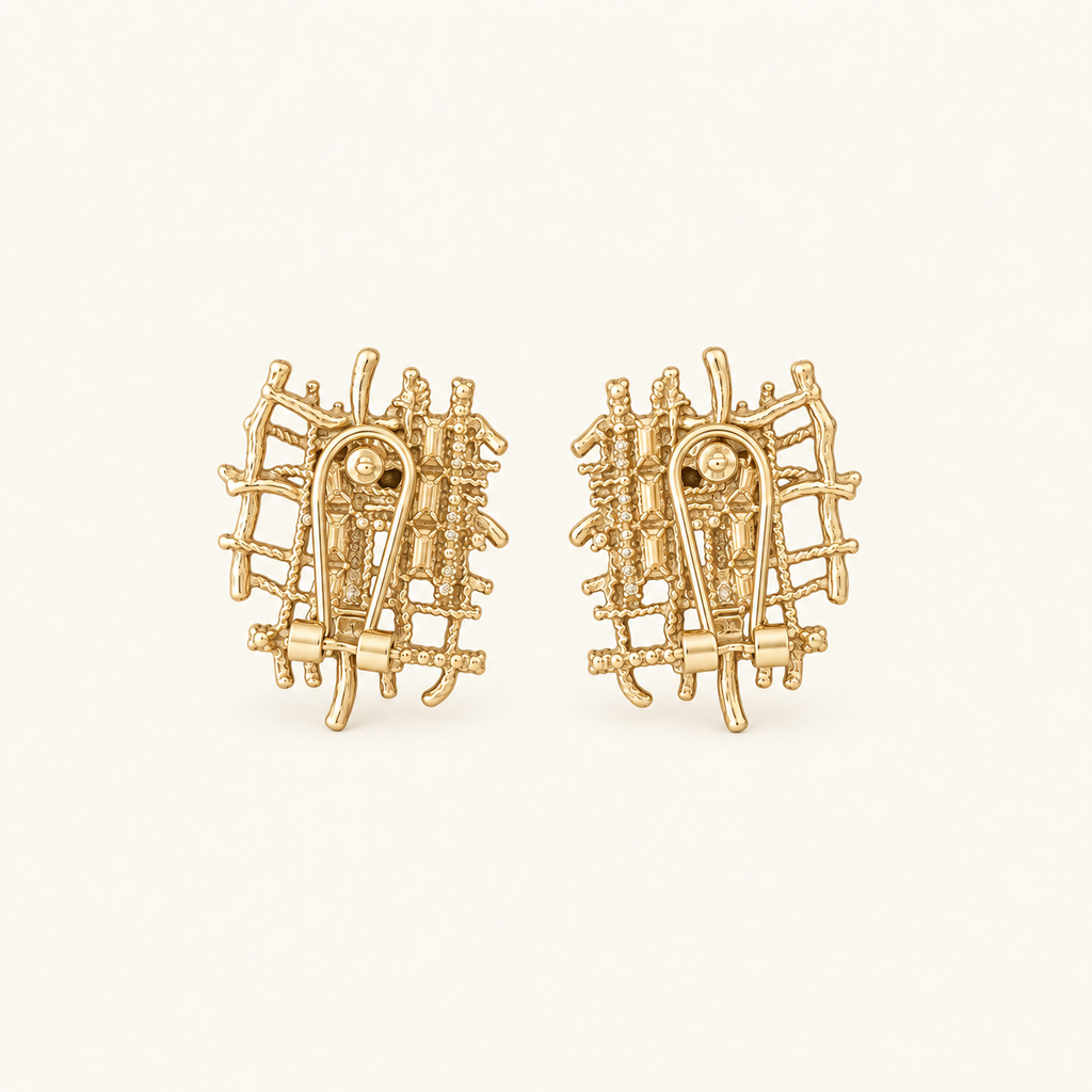 Vintage Woven Crystal Statement Earrings