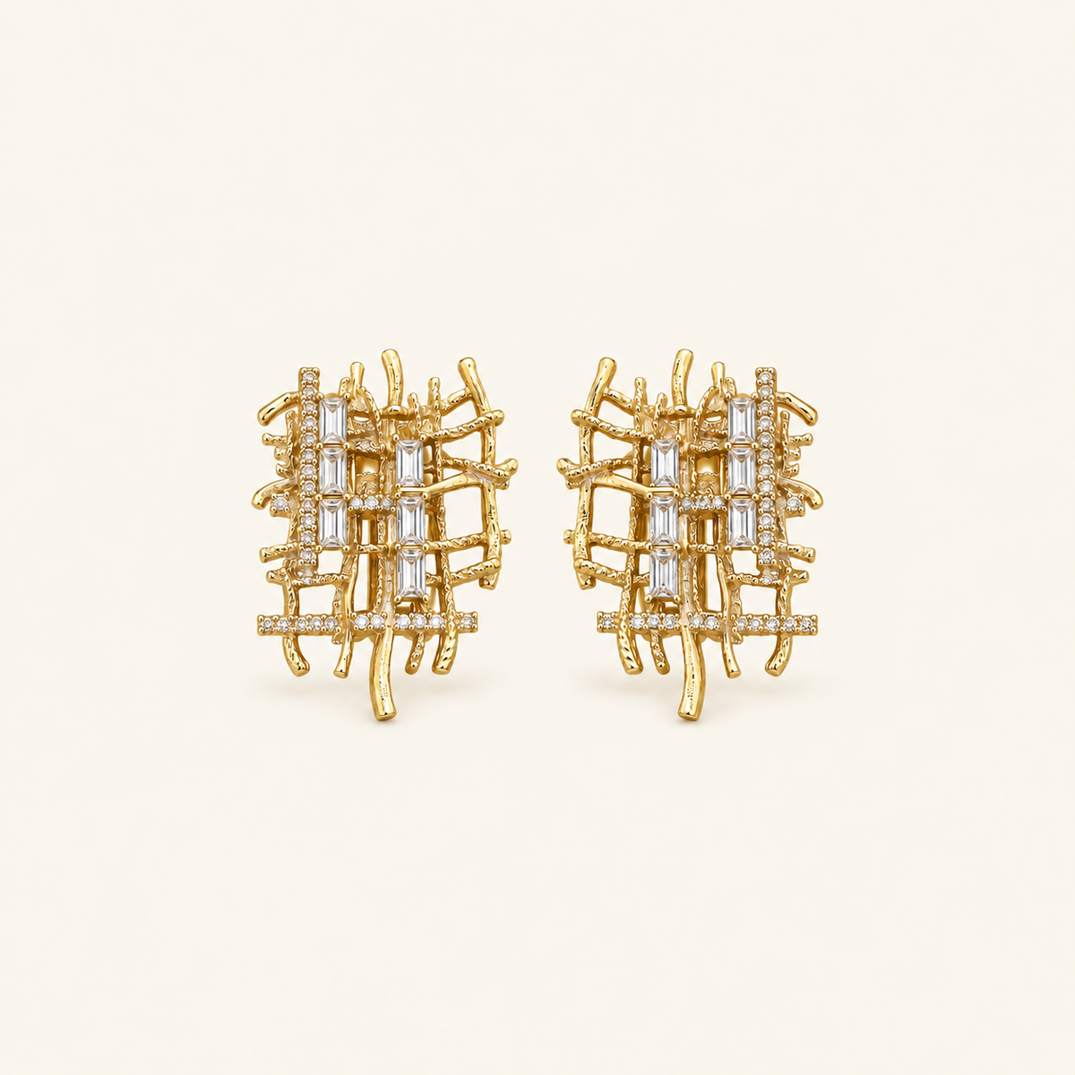 Vintage Woven Crystal Statement Earrings
