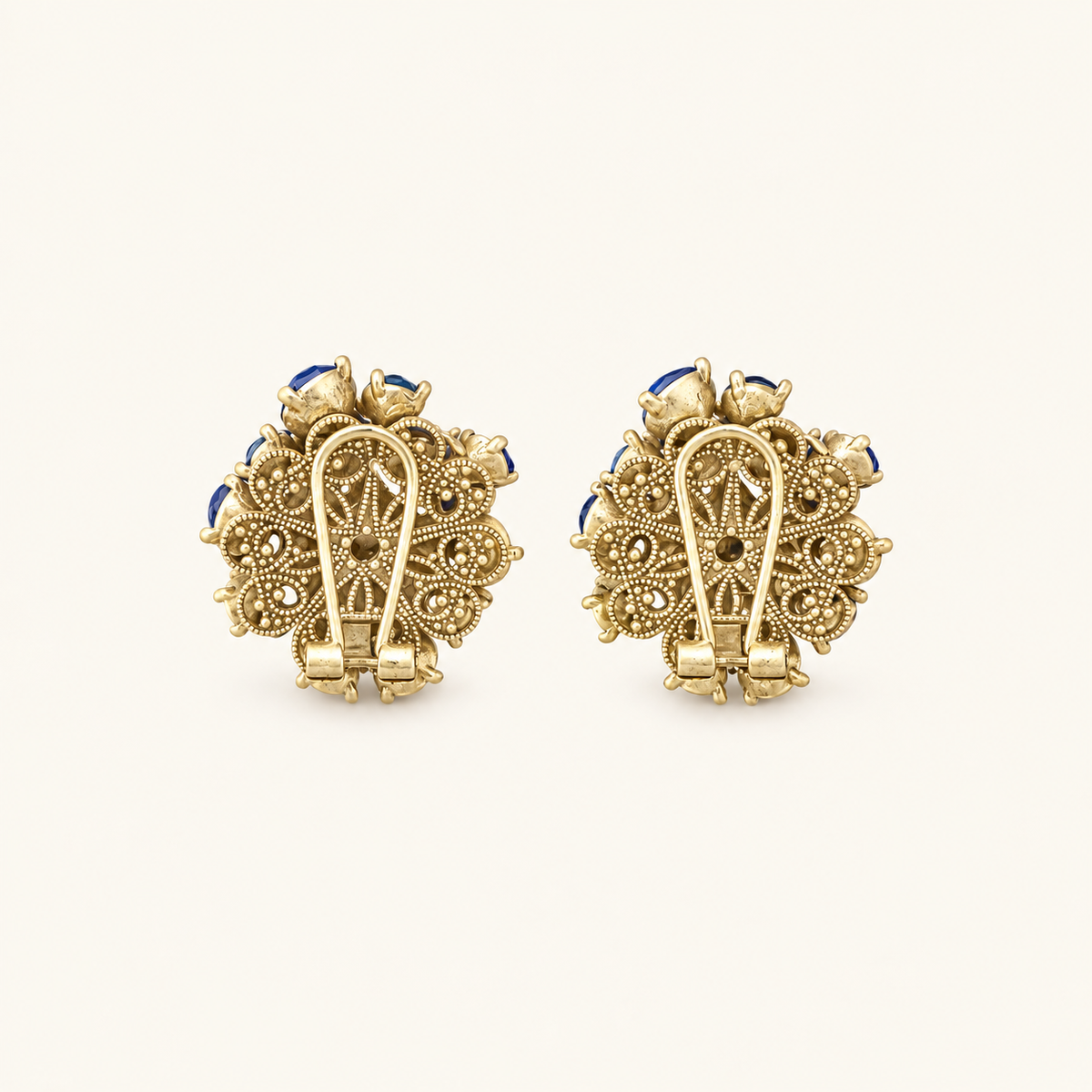 Klein Blue Crystal Leaf Stud Earrings