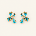 Turquoise Petal Crystal Stud Earrings