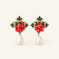 Vintage Red Berry Pearl Drop Earrings