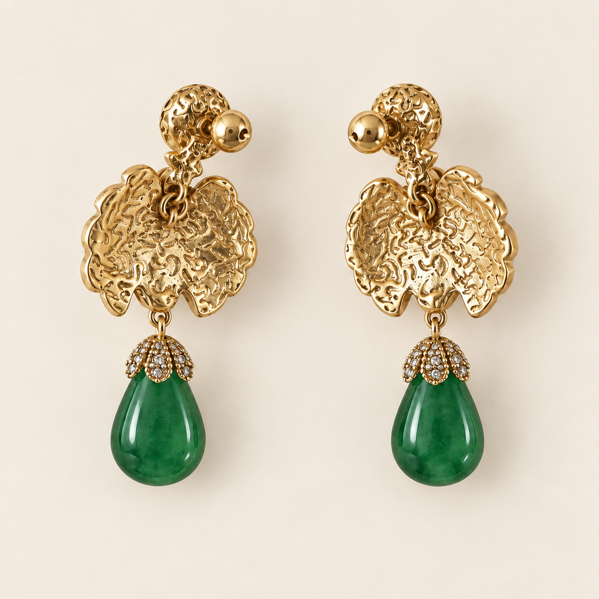Vintage Green Agate Drop Earrings