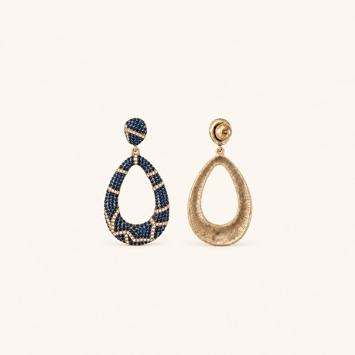 Vintage Blue Crystal Teardrop Earrings