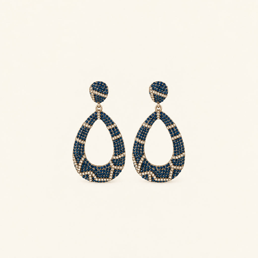 Vintage Blue Crystal Teardrop Earrings