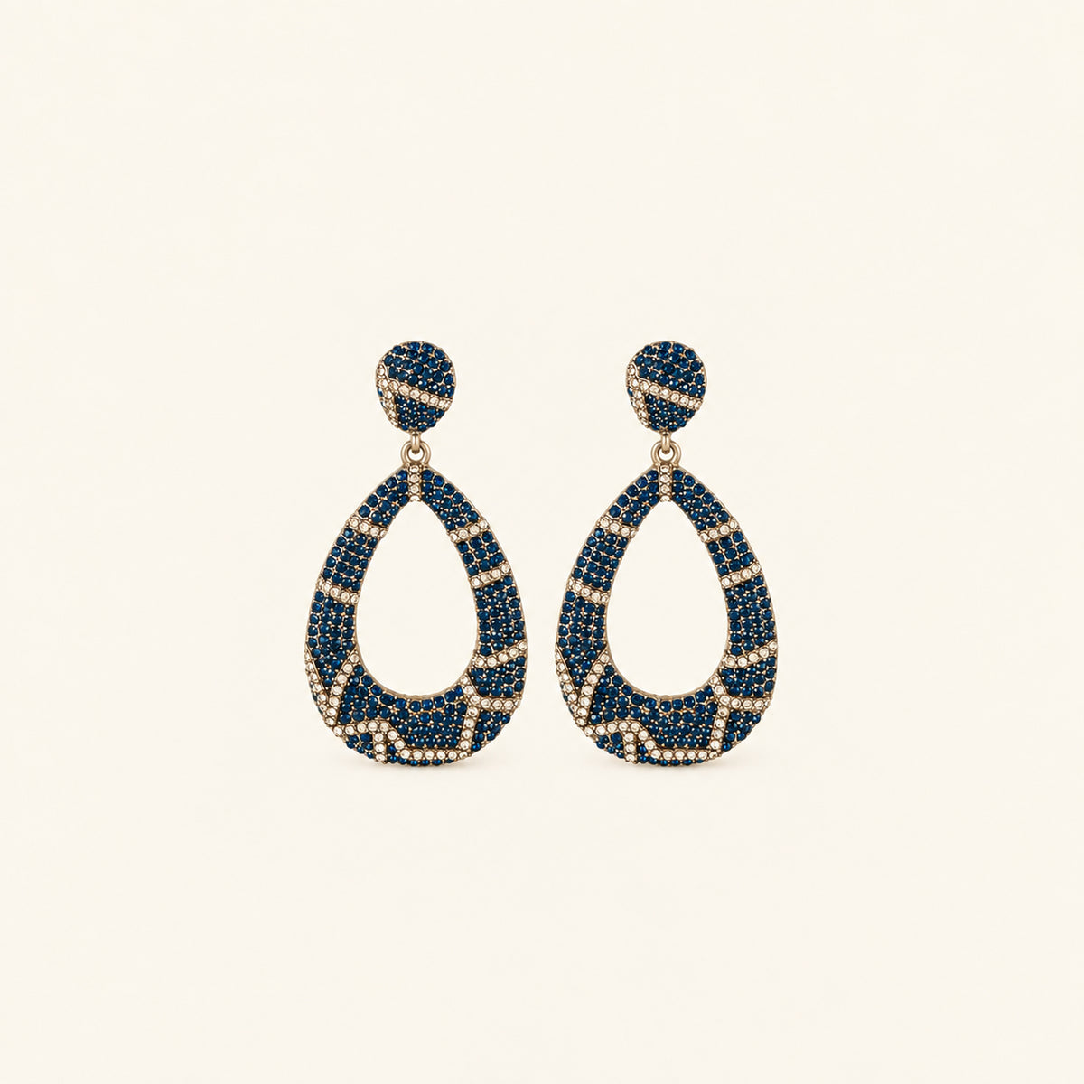 Vintage Blue Crystal Teardrop Earrings