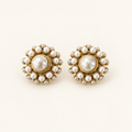 Vintage Pearl Medallion Clip-On Earrings