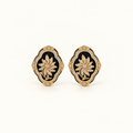 Vintage Black Enamel Floral Statement Earrings