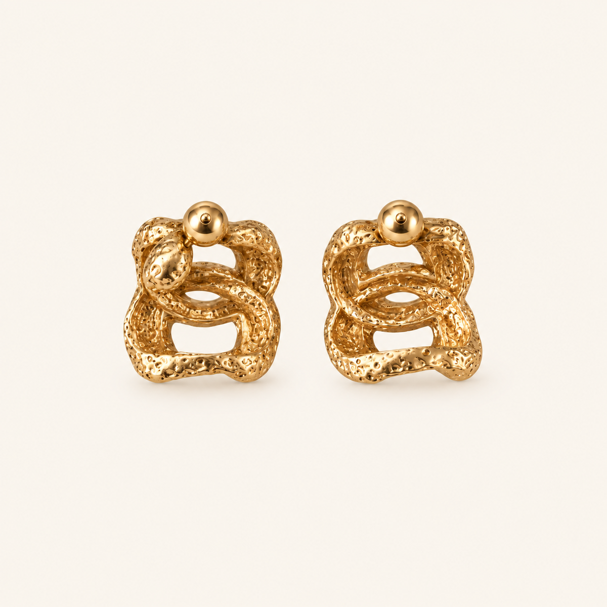 Vintage Textured Knot Stud Earrings