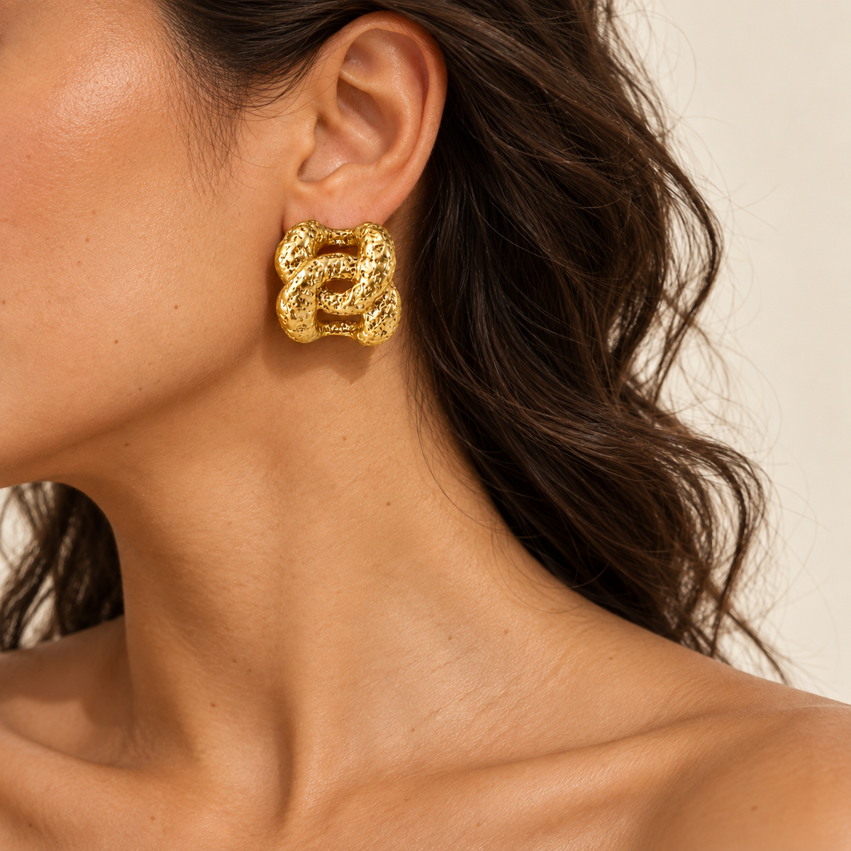 Vintage Textured Knot Stud Earrings