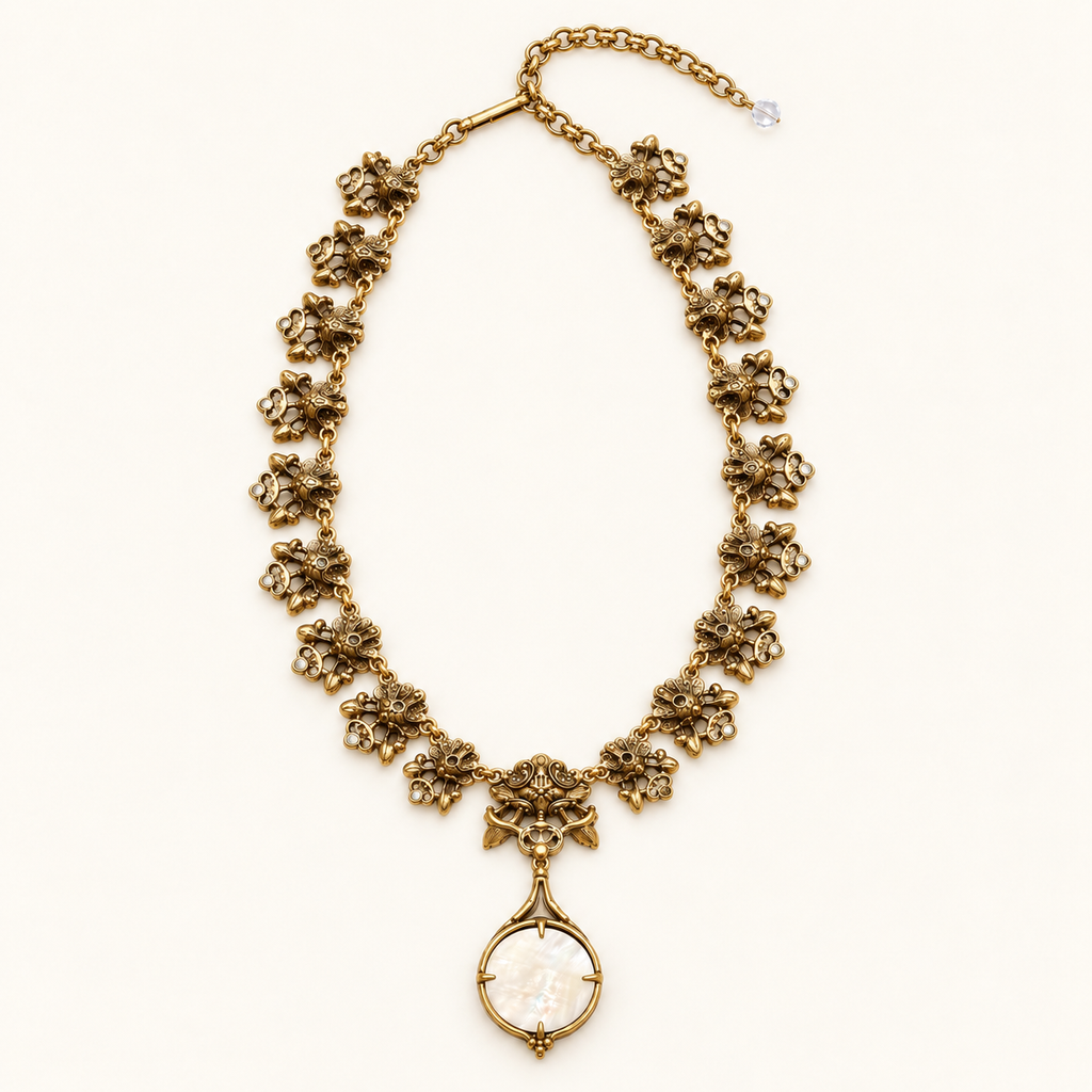 Botanical Pearl-Style Pendant Necklace
