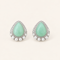 Vintage Jade Green Teardrop Pearl Clip-On Earrings