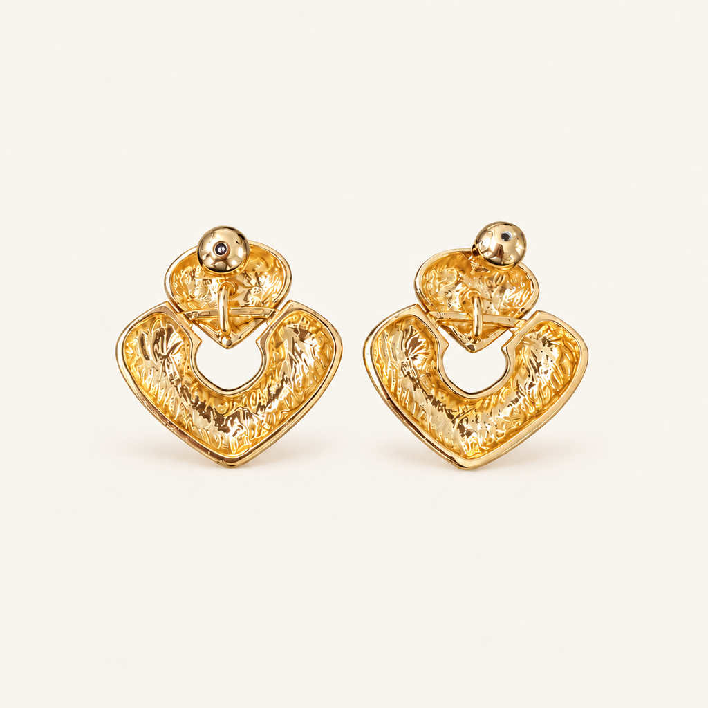 Vintage White Enamel Heart Earrings