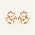 Vintage White Enamel Heart Earrings