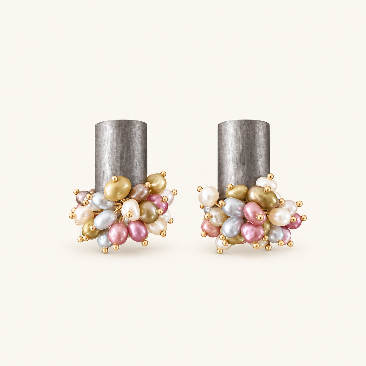 Vintage Multicolour Bead & Black Wood Statement Earrings