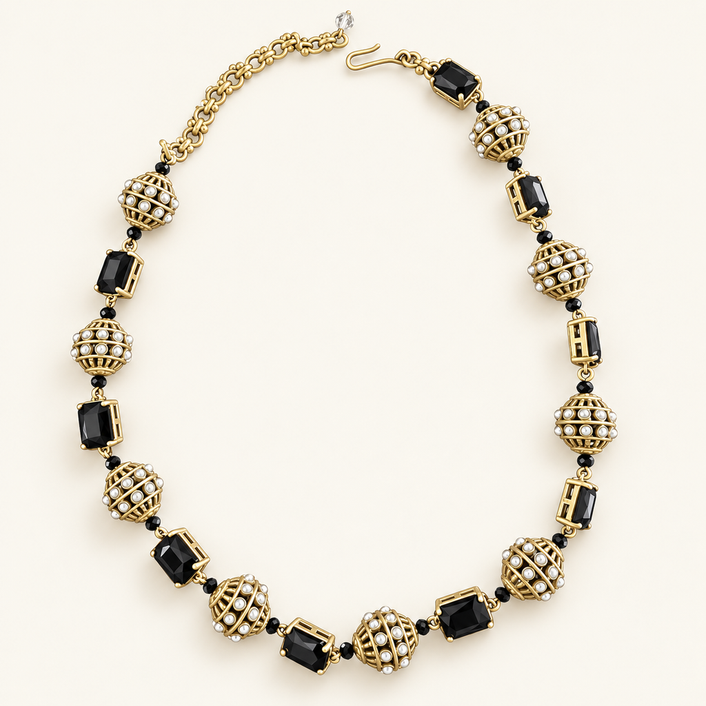 Noir Orbit Statement Necklace