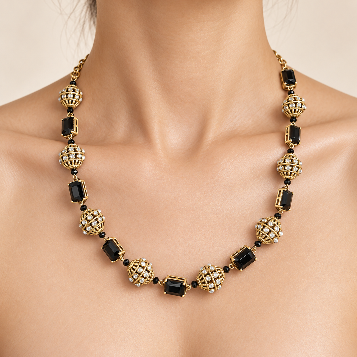 Noir Orbit Statement Necklace