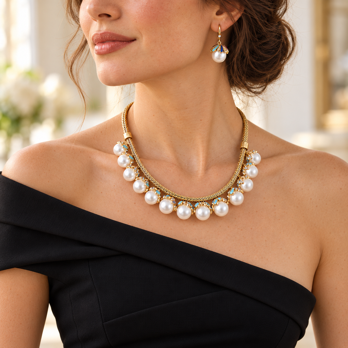 Aurora Petal Pearl-Style Necklace