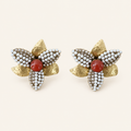 Vintage Agate Pearl Leaf Statement Earrings