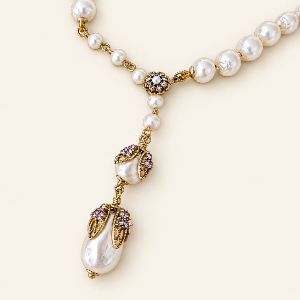 Ivory Cascade Pearl-Style Necklace