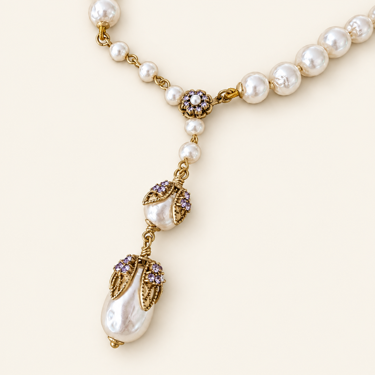 Ivory Cascade Pearl-Style Necklace