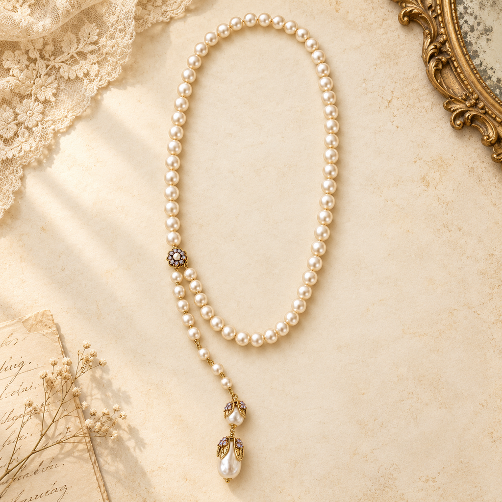 Ivory Cascade Pearl-Style Necklace