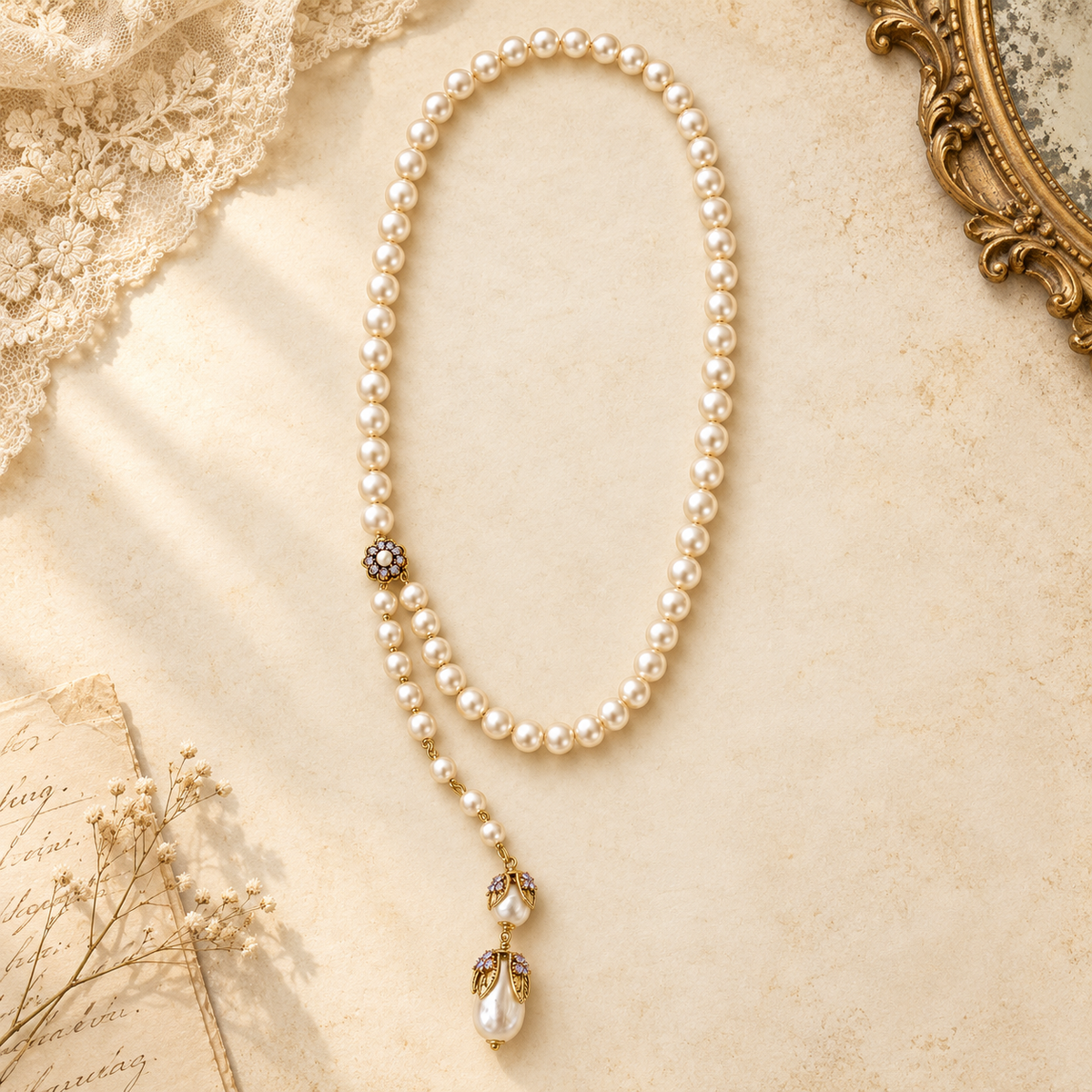 Ivory Cascade Pearl-Style Necklace