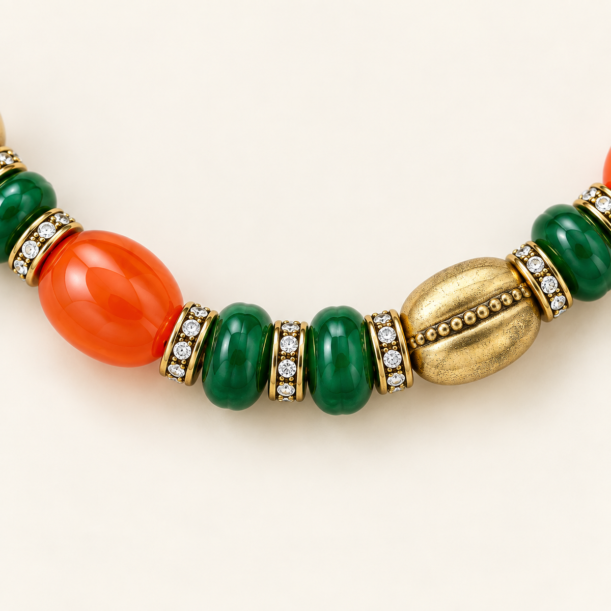 Verdant Ember Beaded Necklace