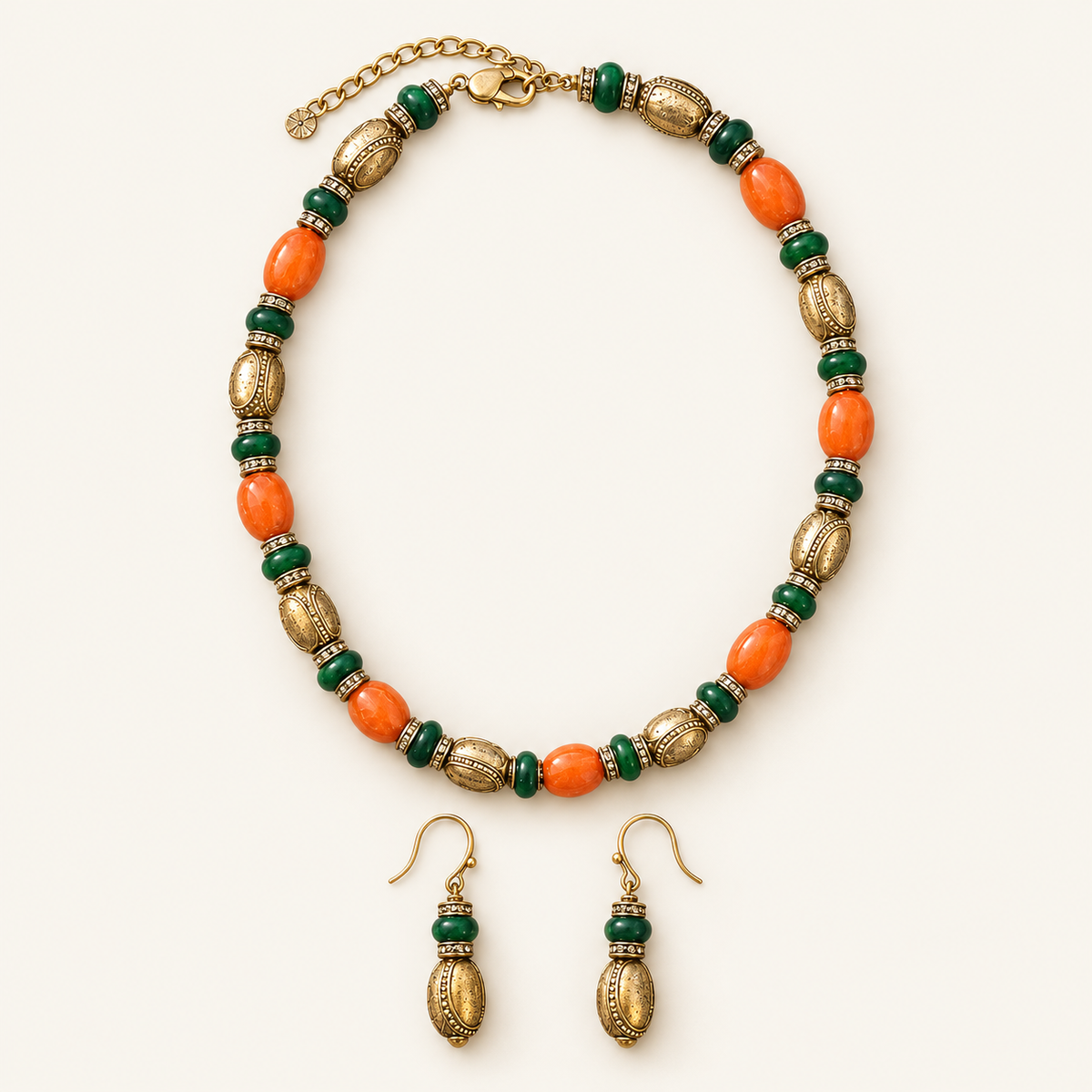 Verdant Ember Beaded Necklace