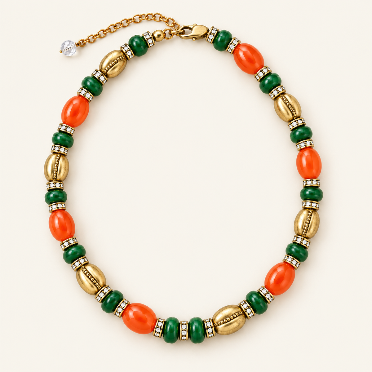 Verdant Ember Beaded Necklace