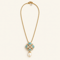 Azure Fleur Pearl-Style Pendant Necklace