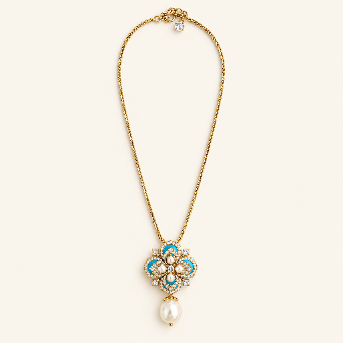 Azure Fleur Pearl-Style Pendant Necklace