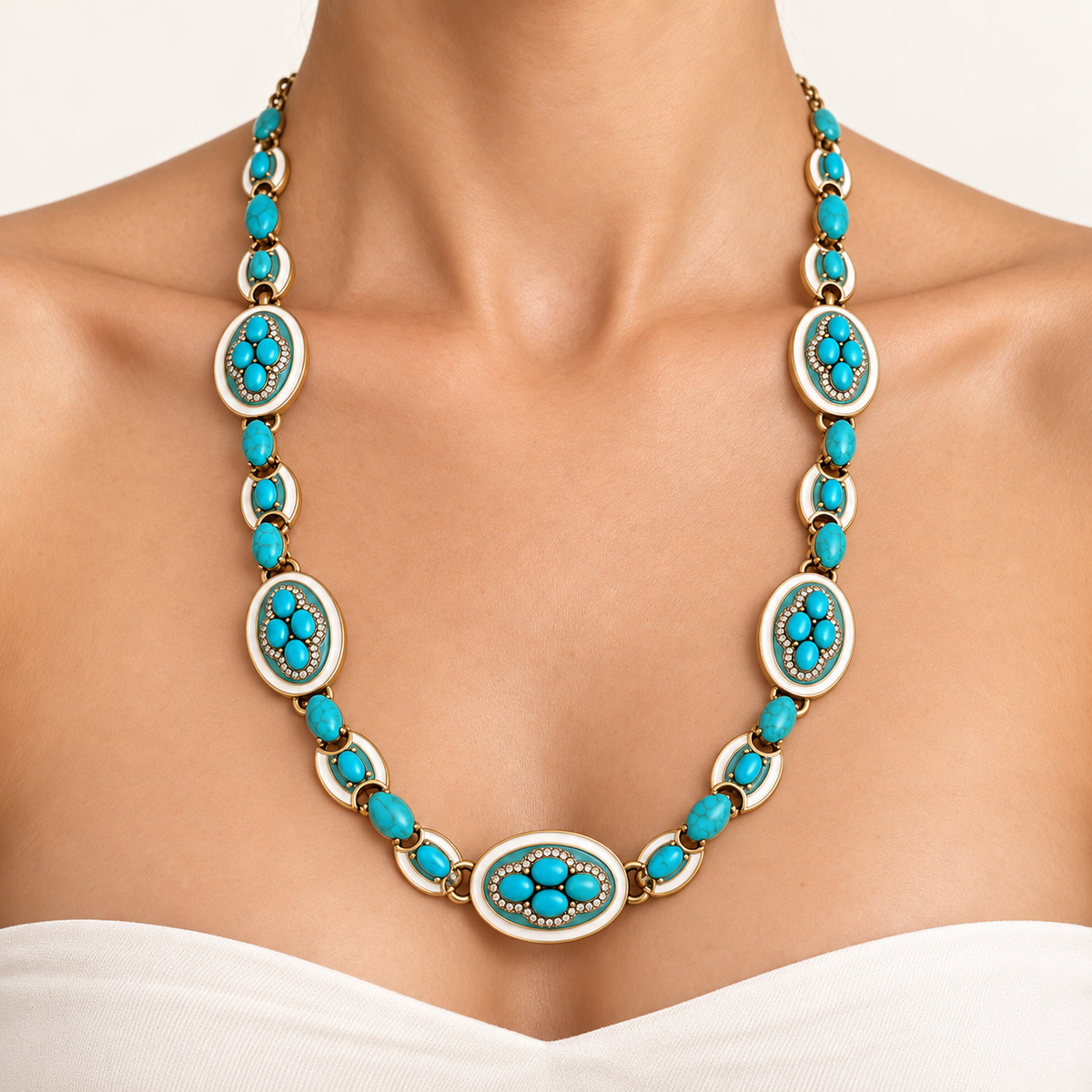 Azure Mosaic Statement Necklace