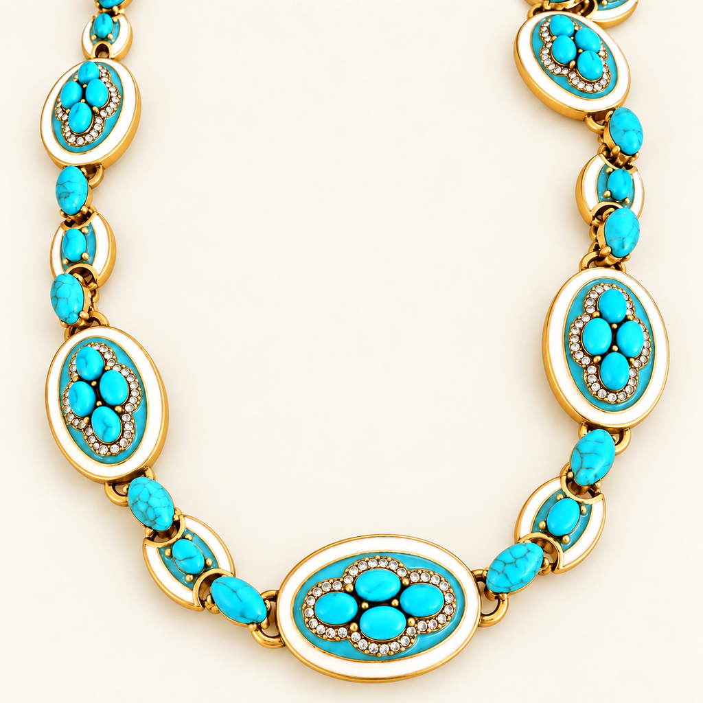 Azure Mosaic Statement Necklace