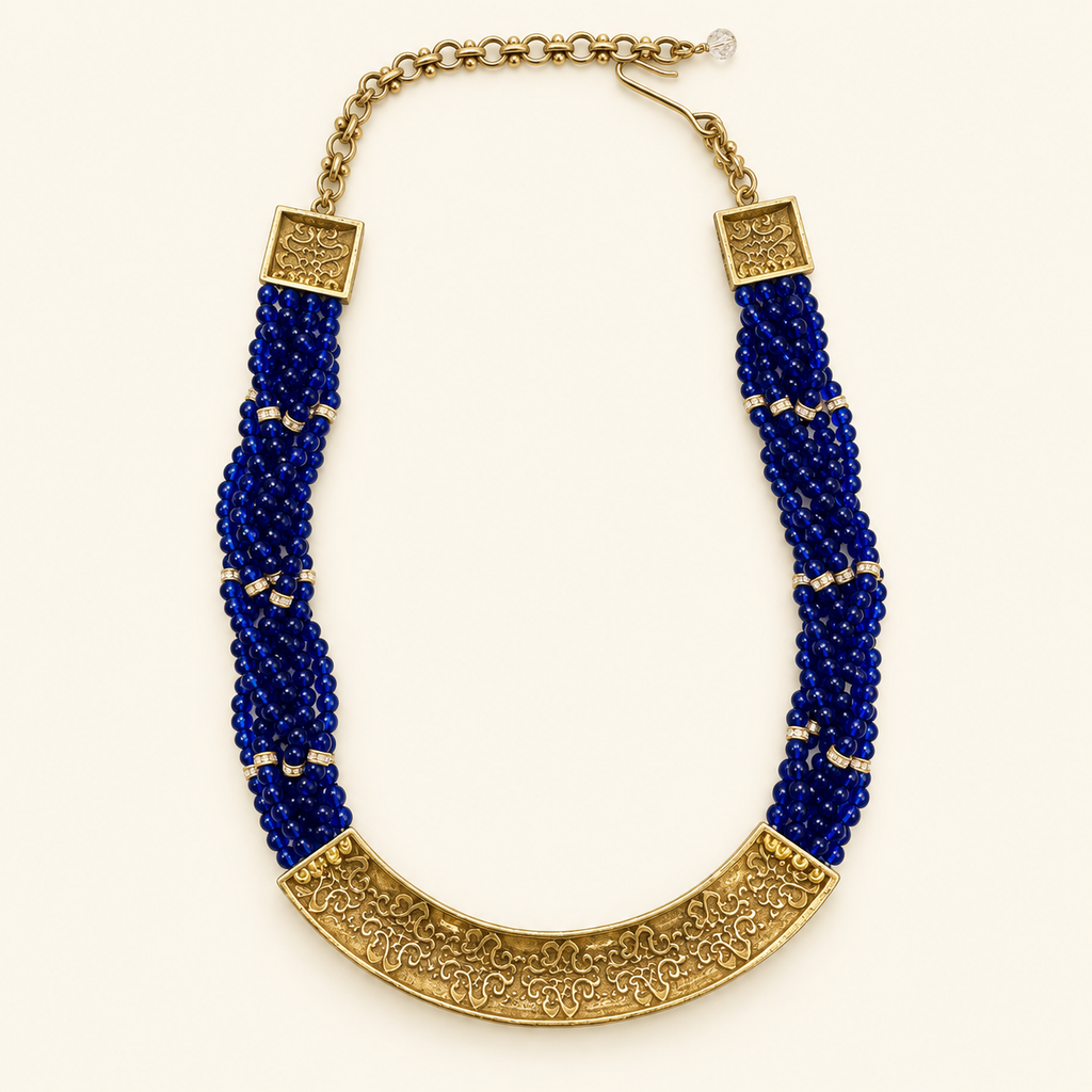 Cobalt Mosaic Multi-Strand Necklace