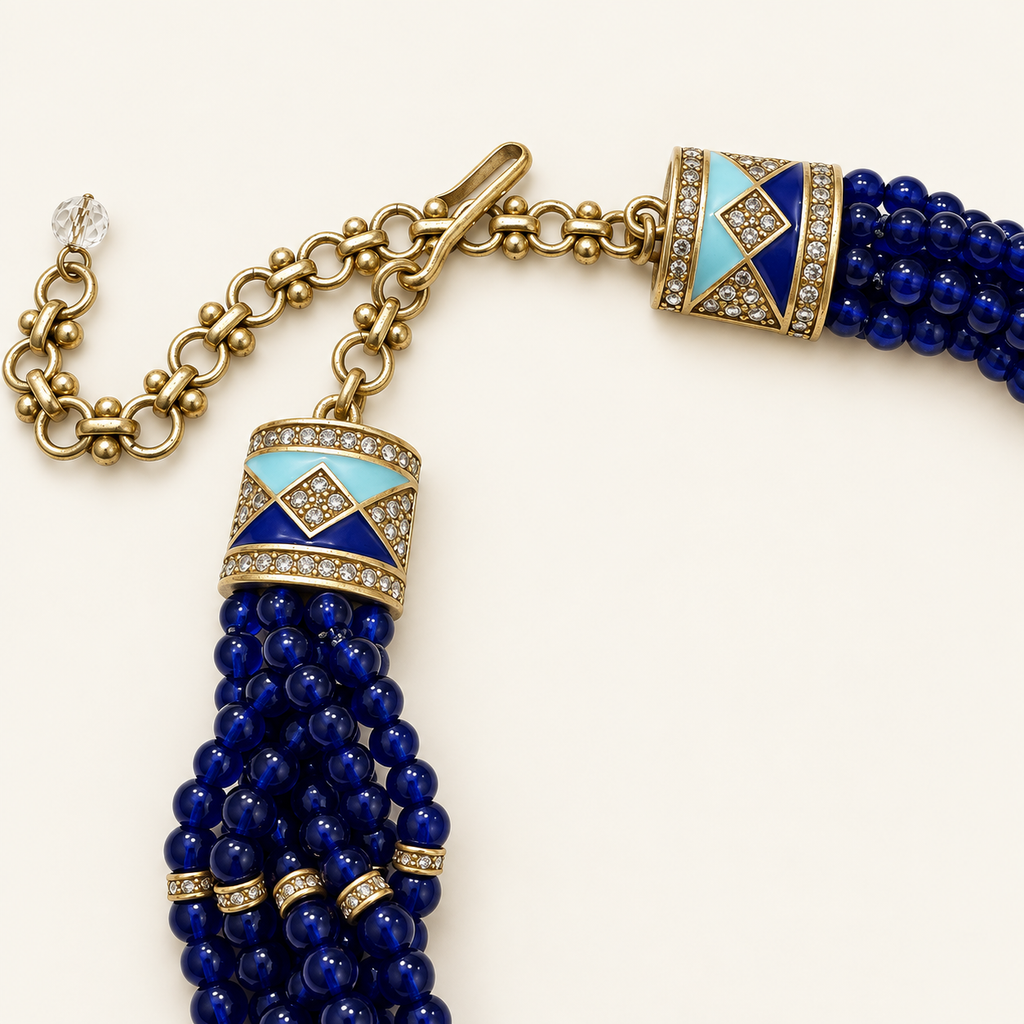 Cobalt Mosaic Multi-Strand Necklace