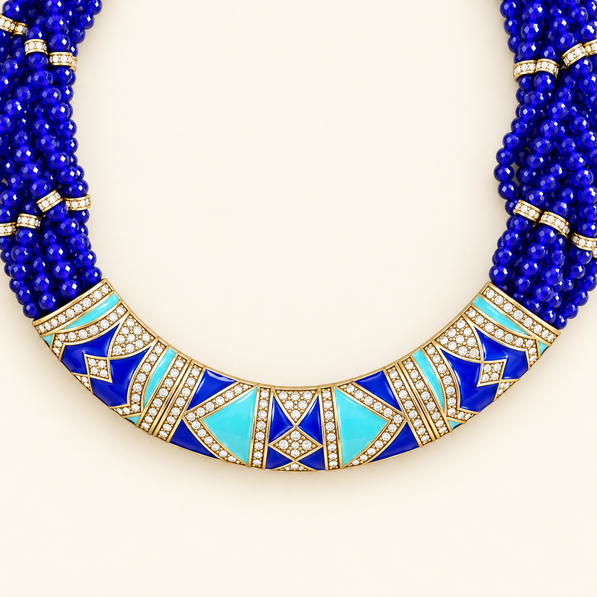 Cobalt Mosaic Multi-Strand Necklace