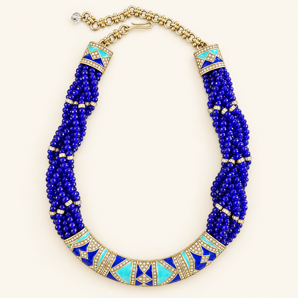 Cobalt Mosaic Multi-Strand Necklace