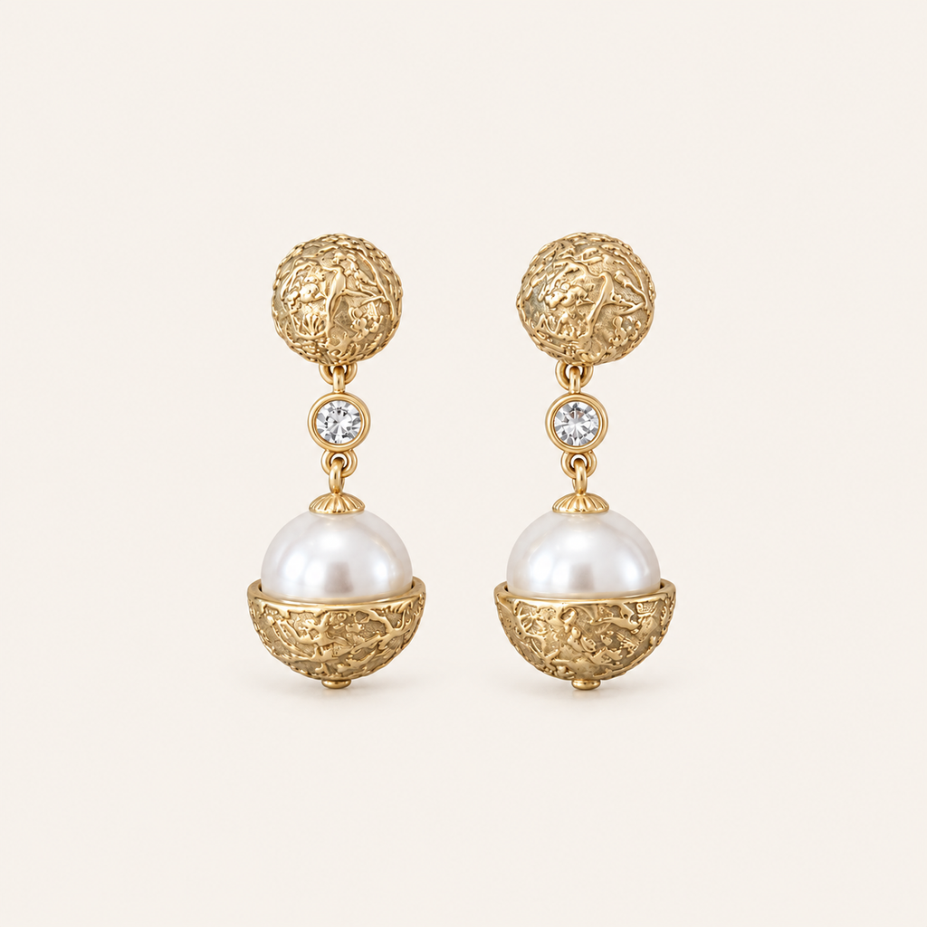 Vintage Pearl Dome Earrings