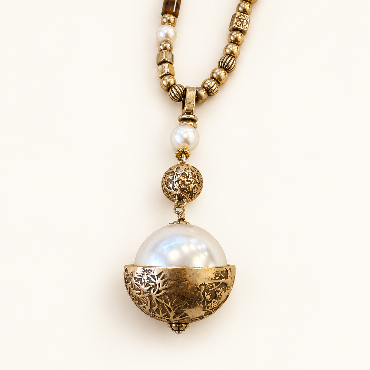 Ivory Orb Pearl Pendant Necklace