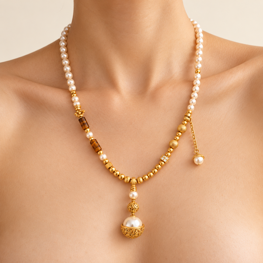 Ivory Orb Pearl Pendant Necklace