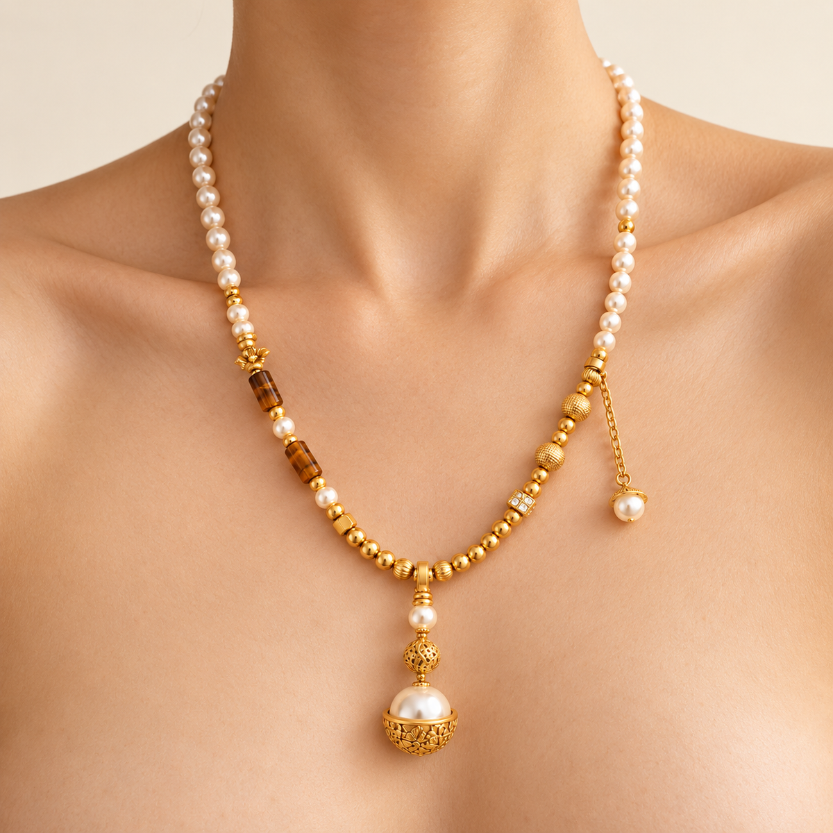 Ivory Orb Pearl Pendant Necklace