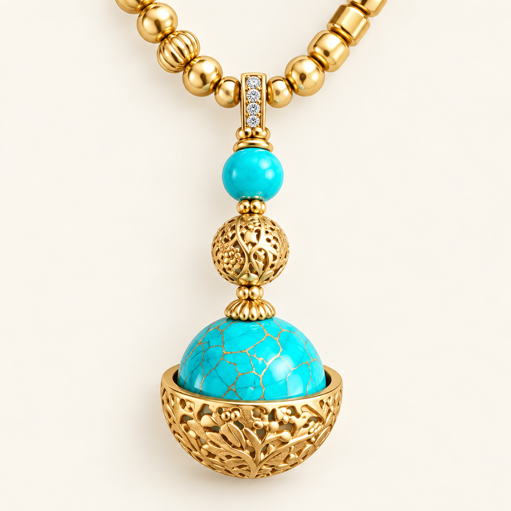 Turquoise Orb Pendant Necklace