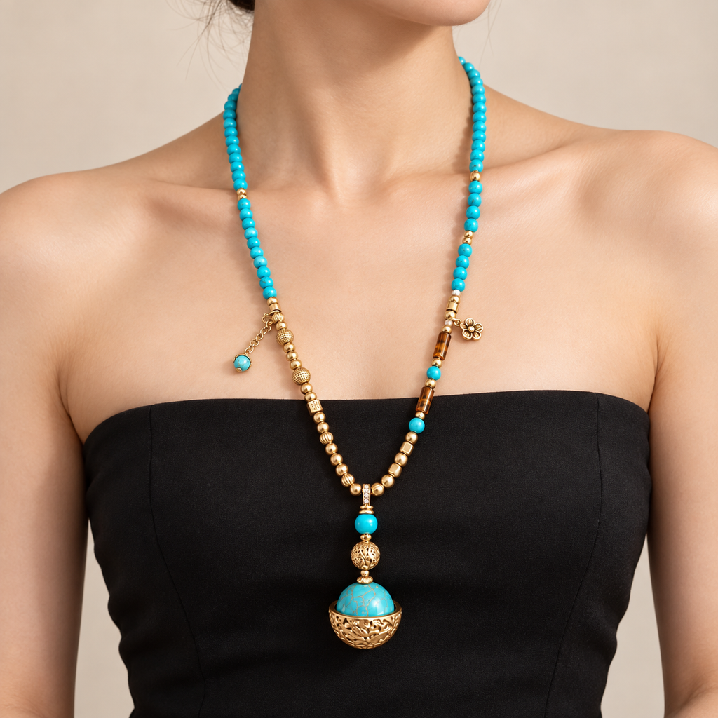 Turquoise Orb Pendant Necklace