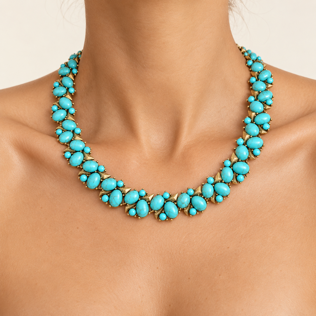 Turquoise Mosaic Statement Necklace