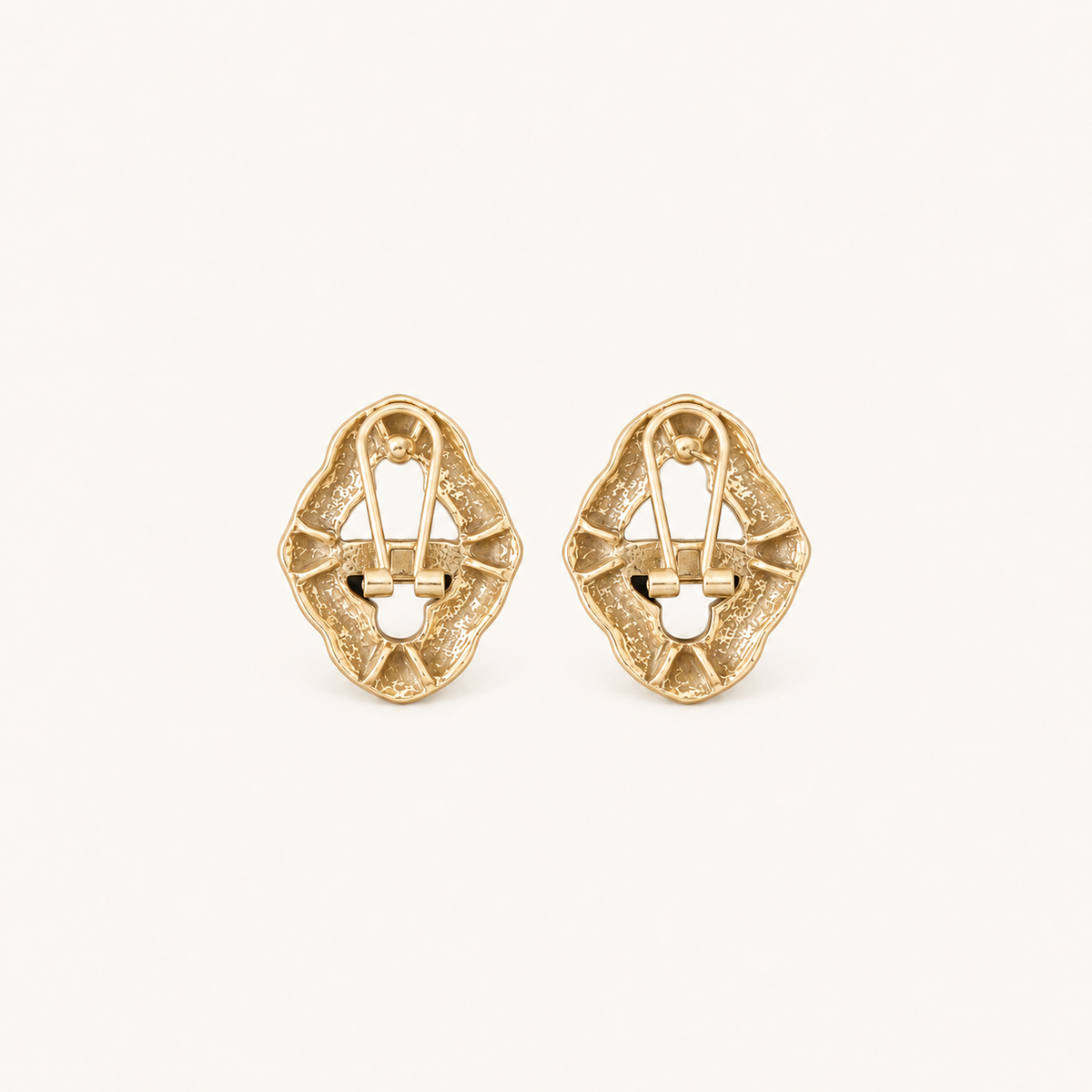 Vintage Black Enamel Floral Statement Earrings